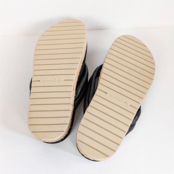 VINCE Black Forest Platform Espadrille Thong Slide Sandal Leather Women's 7.5 - Picture 7 of 8